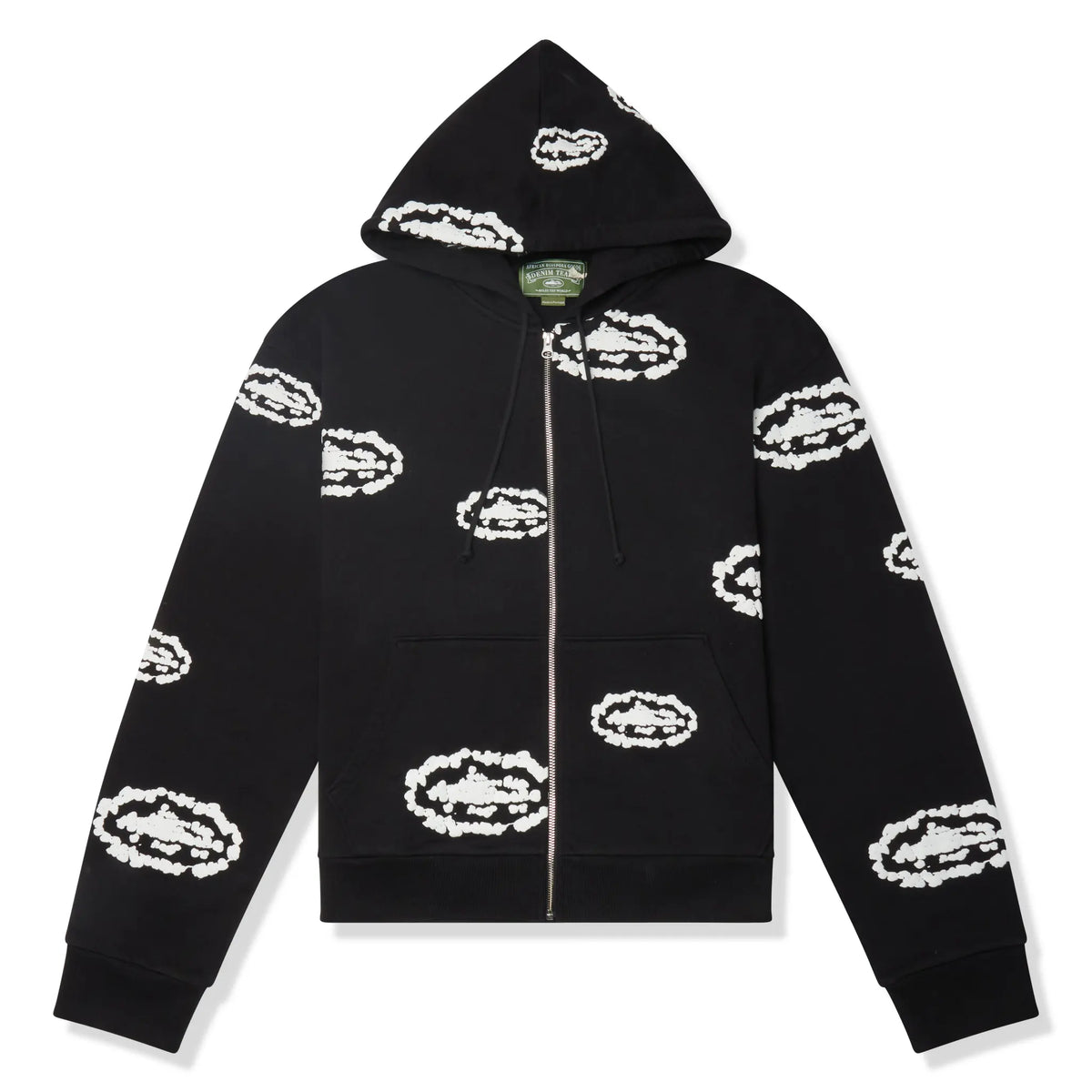 Corteiz x Denim Tears Cotton Wreath Black Zip-up Hoodie