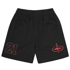 Corteiz x Slaughter Gang 21 Savage Mesh Shorts Black