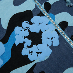 Denim Tears Blue Camo Cotton Wreath Zip-Up Hoodie