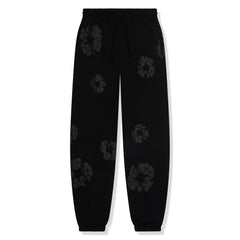 Denim Tears Cotton Wreath Black Monochrome Sweatpants