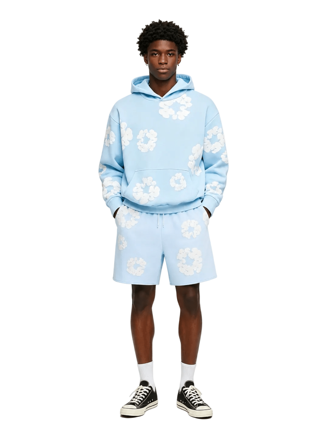 Denim Tears The Cotton Wreath Sweat Shorts Powder Blue